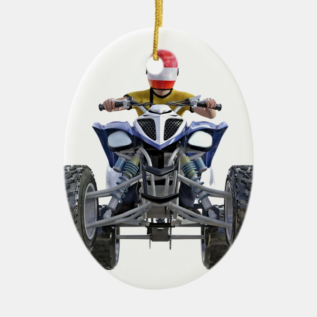 Viererkabel-Fahrrad ATV, einen Wheelie zur Front Keramik Ornament (Vorne)