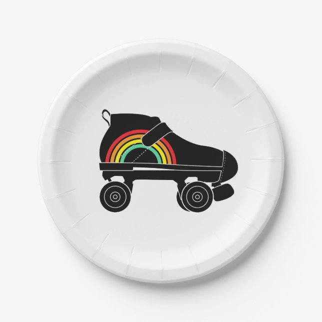 Viererkabelrollen-Skateregenbogen Pappteller (Vorderseite)