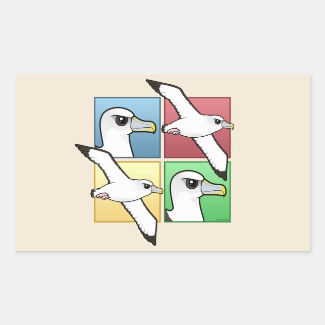 Vierfarbige Albatross Rechteckiger Aufkleber (Vorderseite)