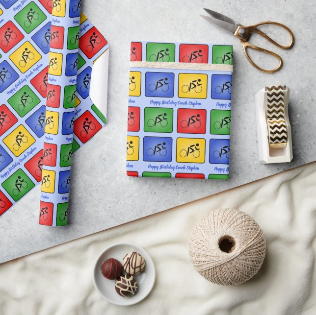 Vierfarbige Cycling-Symbole für benutzerdefinierte Geschenkpapier (Kunsthandwerk)