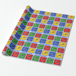 Vierfarbige Cycling-Symbole für benutzerdefinierte Geschenkpapier