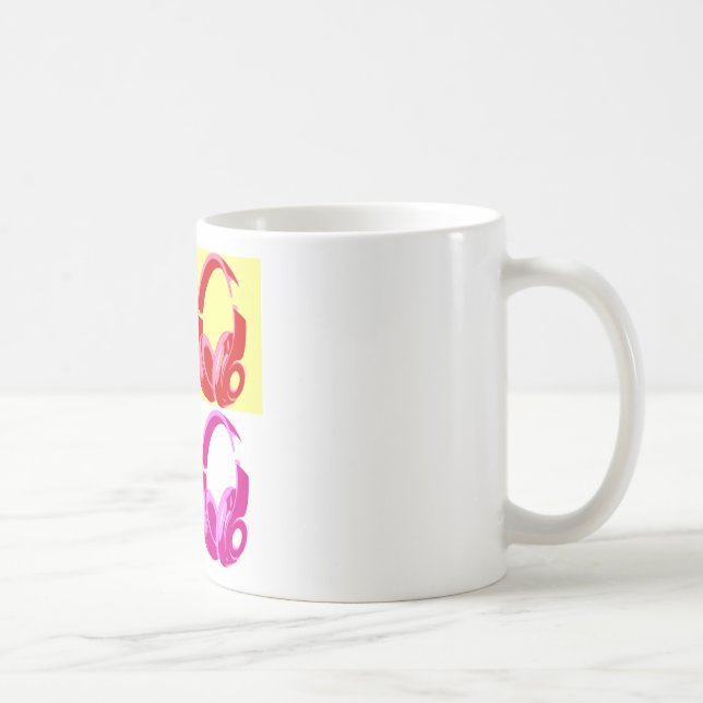 Vierfarbige Kopfhörer Pop Art Head Telefon Kaffeetasse (Rechts)