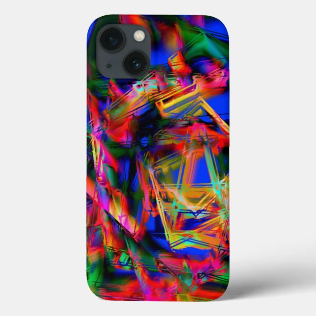 Vierfarbige Quadrate mit farbigem Pinselstrich Case-Mate iPhone Hülle (Rückseite)