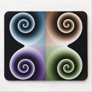 Vierfarbige Spiralkunst Abstrakt Mousepad