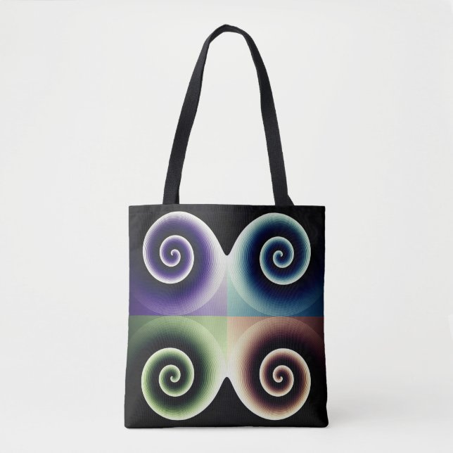 Vierfarbige Spiralkunst Abstrakt Tasche (Vorderseite)