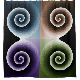 Vierfarbige Spiralkunst Duschvorhang