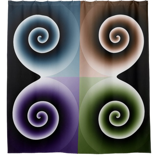 Vierfarbige Spiralkunst Duschvorhang (Vorderseite)