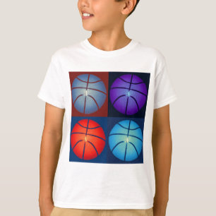 Vierfarbiger Pop Art Basketball T-Shirt