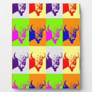 Vierfarbiger Pop Art Buffalo Bison Fotoplatte
