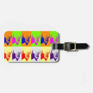 Vierfarbiger Pop Art Buffalo Bison Gepäckanhänger