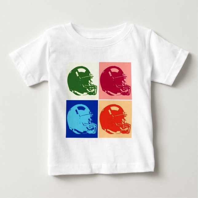 Vierfarbiger Pop Art Football Helm Baby T-shirt (Vorderseite)