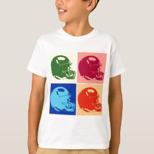 Vierfarbiger Pop Art Football Helm T-Shirt