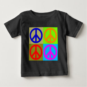 Vierfarbiger Pop Art Peace Sign Baby T-shirt