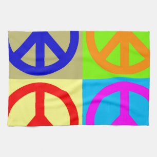 Vierfarbiger Pop Art Peace Sign Handtuch