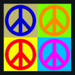 Vierfarbiger Pop Art Peace Sign Poster<br><div class="desc">Populäre und historische Symbole - Symbol des Friedens Symbol Digitaler Pop Kunst</div>