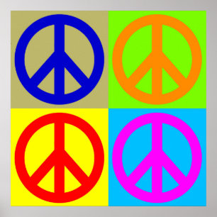 Vierfarbiger Pop Art Peace Sign Poster