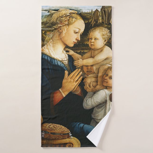 Vierge avec enfant et deux anges, Filippo Lippi (Serviette de bain)