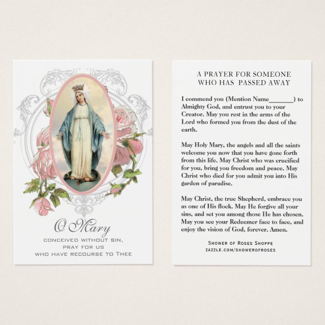 Vierge catholique Marie Sympathie Prière Carte Sai (Devant & derrière)