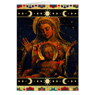 Vierge et enfant par William Blake Carte de Noël