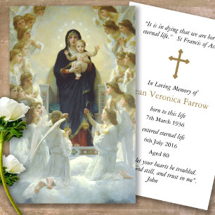 Vierge funéraire avec Anges Prière Cartes de Sympa