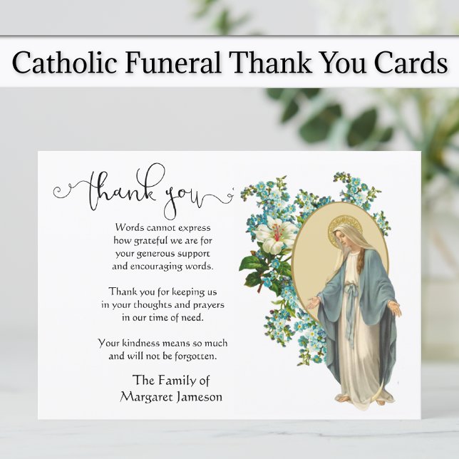 Vierge Marie Condolence de Merci religieux (Virgin Mary Catholic Funeral Thank You Cards)