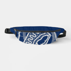 Vierge Marie, dentelle blanche, bleu marine
