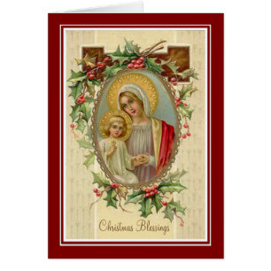 Vierge Marie et baies et lierre de houx de Noël de