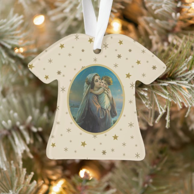 Vierge Marie et bébé Jésus sur Arrière - plan étoi (Arbre)