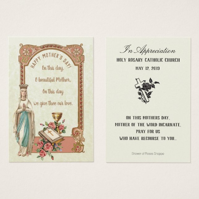 Vierge Marie Fête des mères Cartes de souvenir (Devant & derrière)