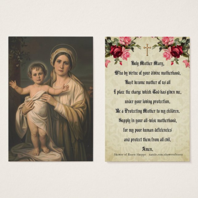 Vierge Marie Jésus Mère catholique Prière de l'enf (Devant & derrière)