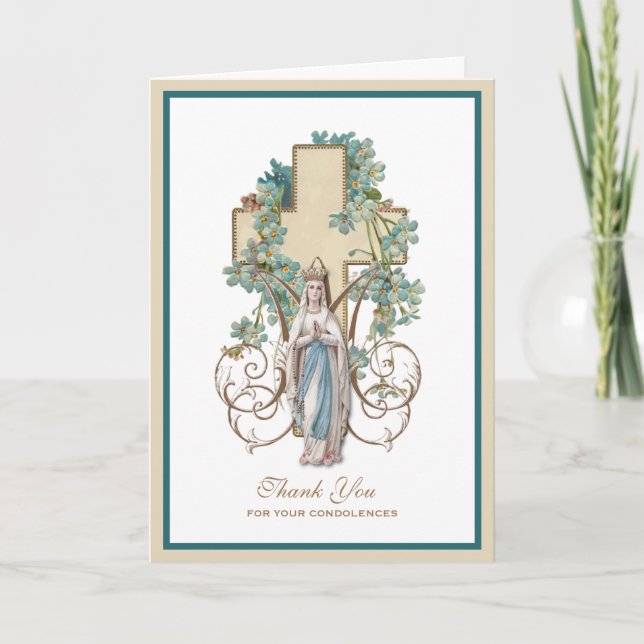 Vierge Marie Lourdes Condolence catholique Merci (Devant)