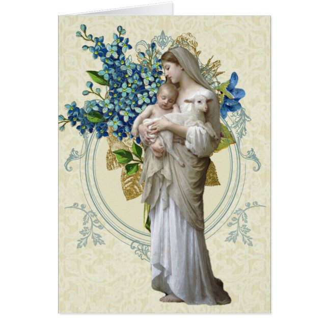 Vierge Marie Sympathie funéraire Carte Sainte Merc (Devant)