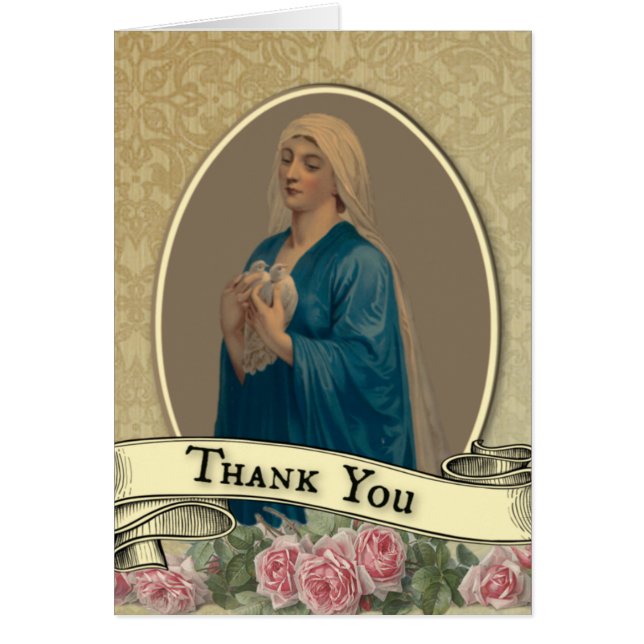 Vierge Marie Sympathie funéraire Carte Sainte Merc (Devant)