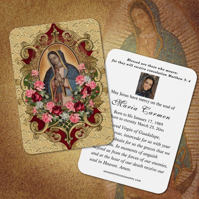 Vierge religieuse Marie Guadalupe Funérailles cath (TRADITIONAL CATHOLIC OUR LADY OF GUADALUPE FUNERAL PRAYER CARDS)