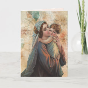 Vierge religieuse Marie Jésus Carte Vintage cathol