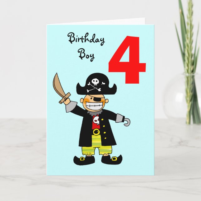 Vierjähriger Piratenjunge Karte (Vorderseite)