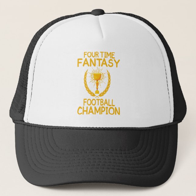 viermal Fantasiefußballmeistergeschenk Truckerkappe (Vorderseite)