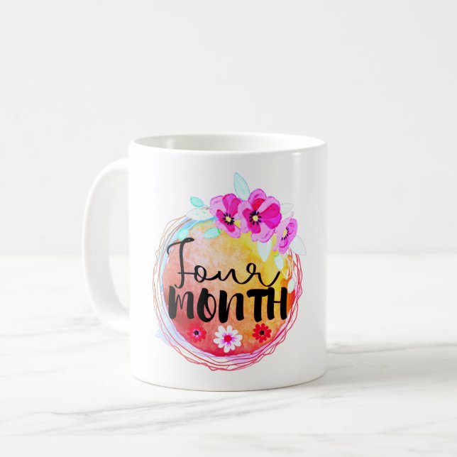 Viermonatiges Blumenbester Meilenstein-Label Kaffeetasse (Vorderseite Links)