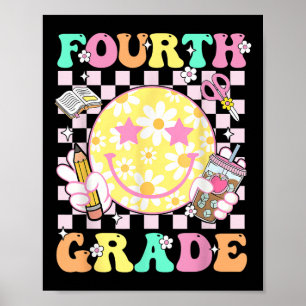 Vierte 4. Klassenlehrer Kind Preppy Erster Schulta Poster