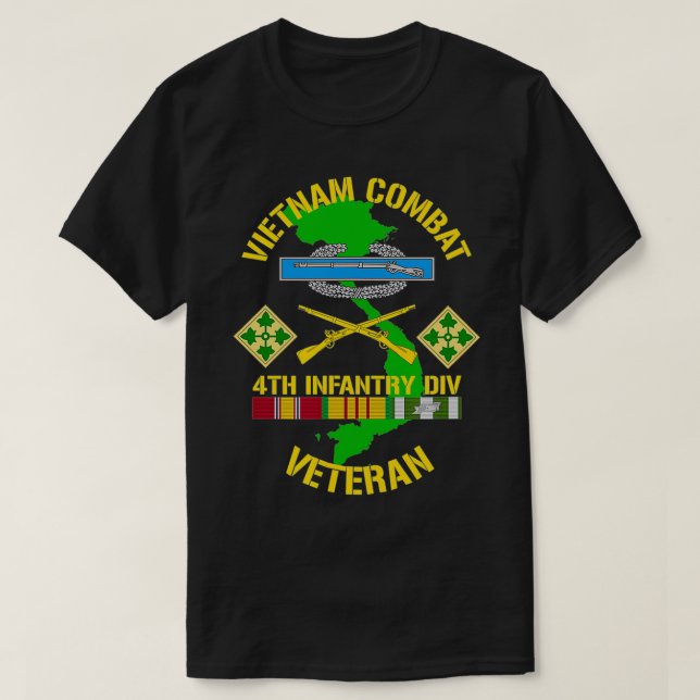 Vierte Abteilung Infanterie - Vietnam Combat Veter T-Shirt (Design vorne)