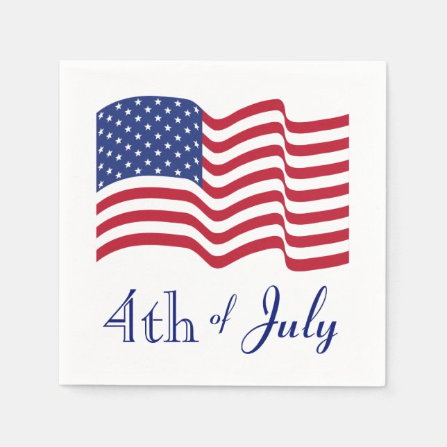 Vierte amerikanische Flagge Napkins Juli Serviette (Vorderseite)