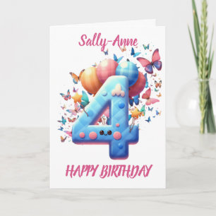 VIERTE BIRTHDAY BALLOONS GLÜCKLICH BIRTHTAG KARTE