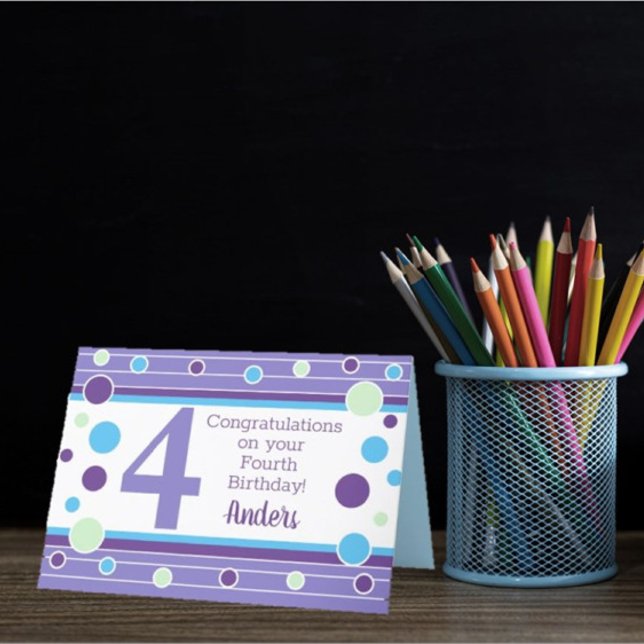 Vierte Geburtstagskarte Personalisiert! Karte (Von Creator hochgeladen)
