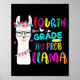 Vierte Klasse kein Prob Llama Lehrer Student zurüc Poster