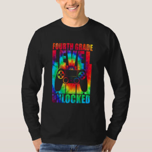 Vierte Klasse Level freigeschaltete Tie Dye Zurück T-Shirt