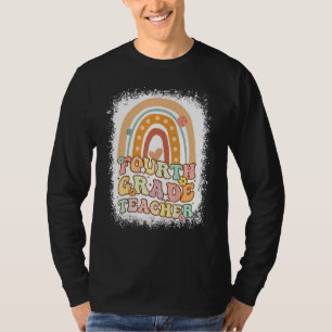 Vierte Klasse Regenbogen Gebleicht Retro Zurück zu T-Shirt