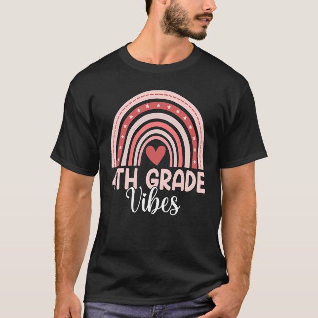 Vierte Klasse Vibes Rainbow Zurück zu School Boys  T-Shirt (Vorderseite)