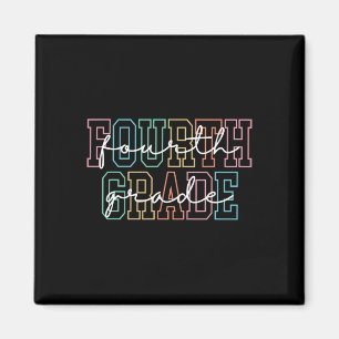 Vierte Klasse Zurück zur Schule Retro Erster Tag d Magnet