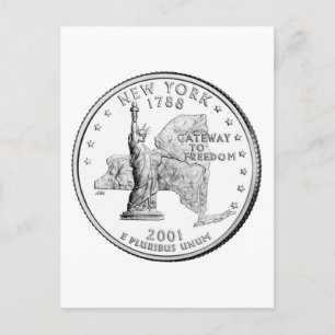 Vierteldollar-Münze des Bundesstaates New York Postkarte