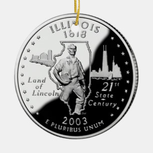 Vierteldollar-Münze von Illinois Rückseite Faux Keramikornament